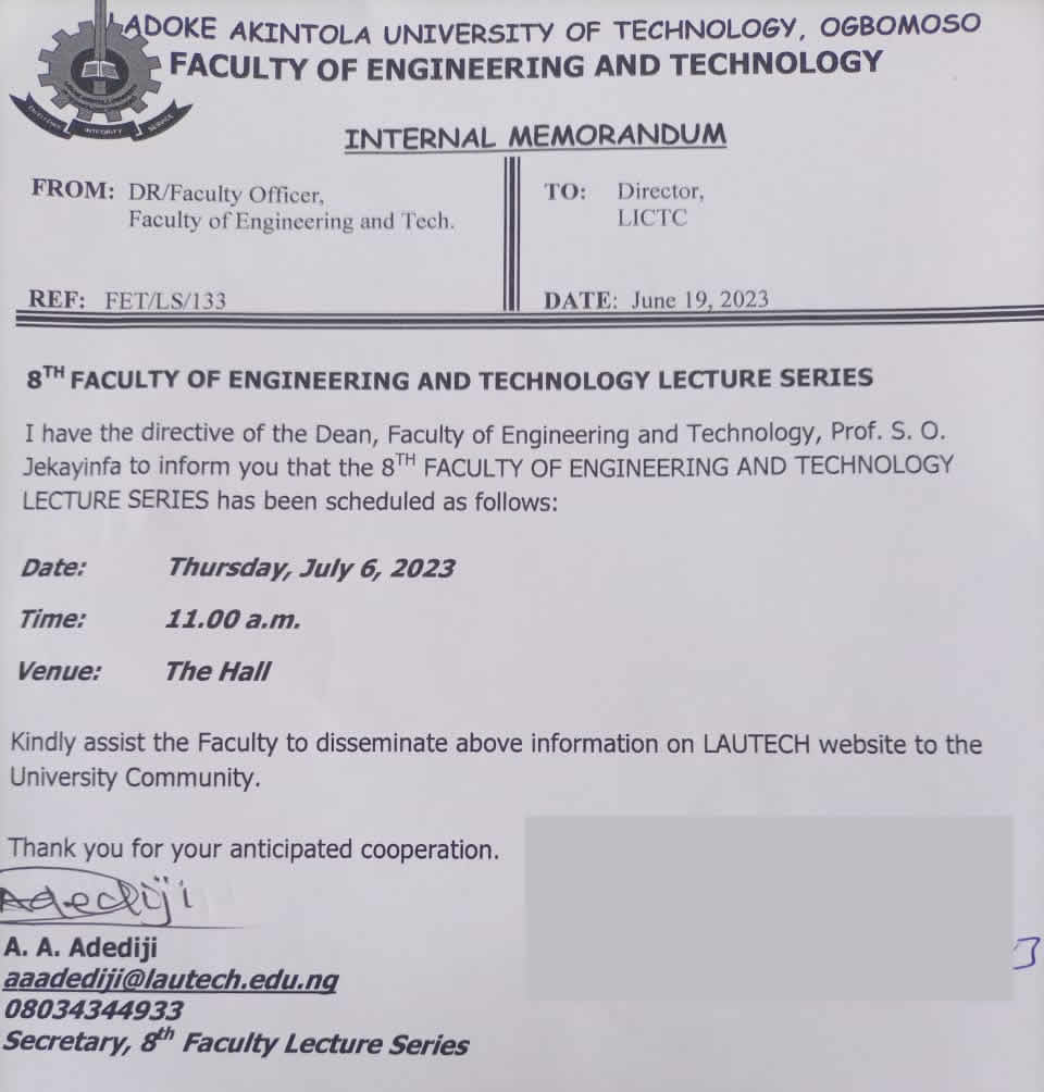 8th Faculty of Engineering and Technology Lecture Series