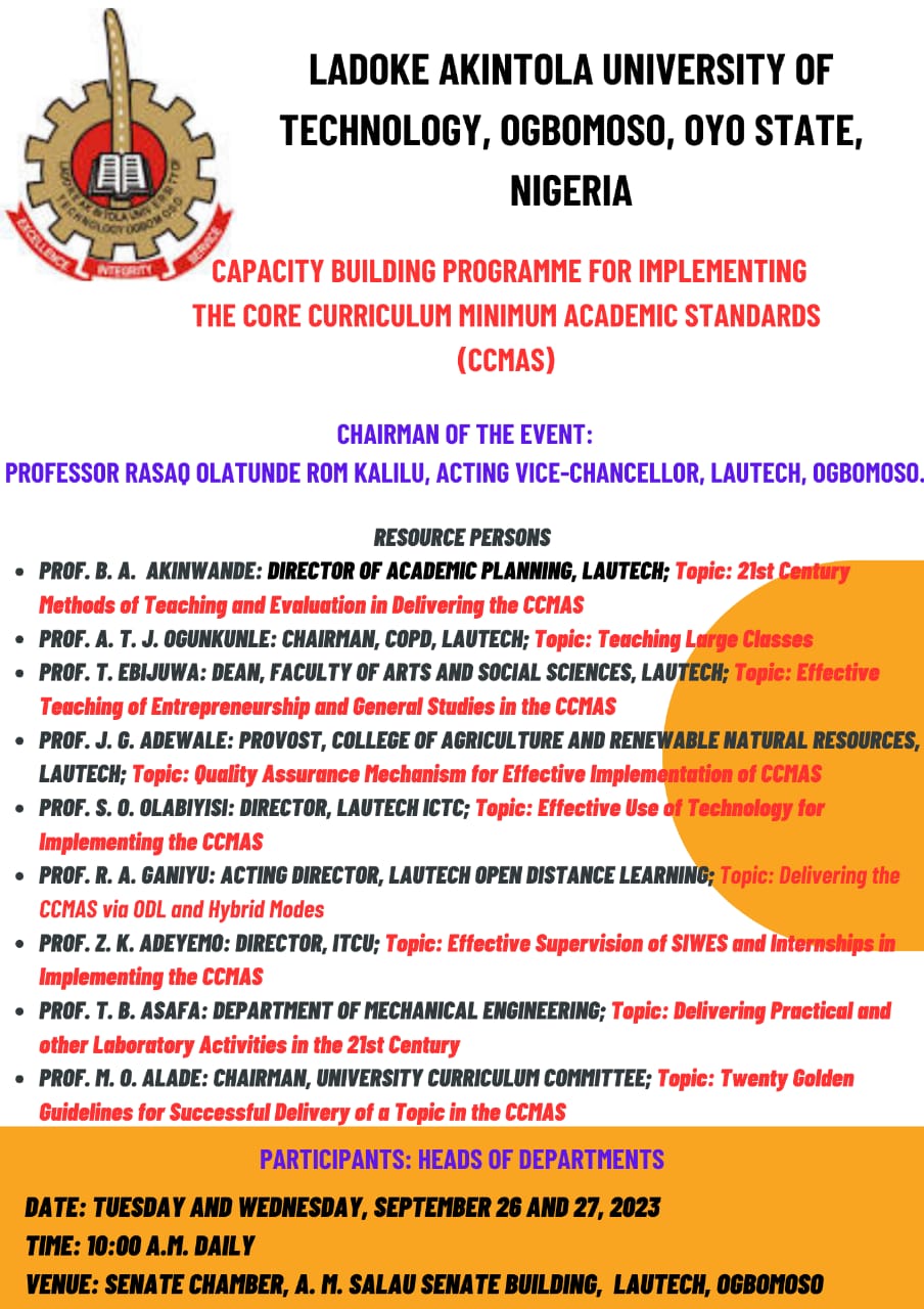 Capacity Building Programme for Implementing the  Core Curriculum Minimum Academic Standards (CCMAS)