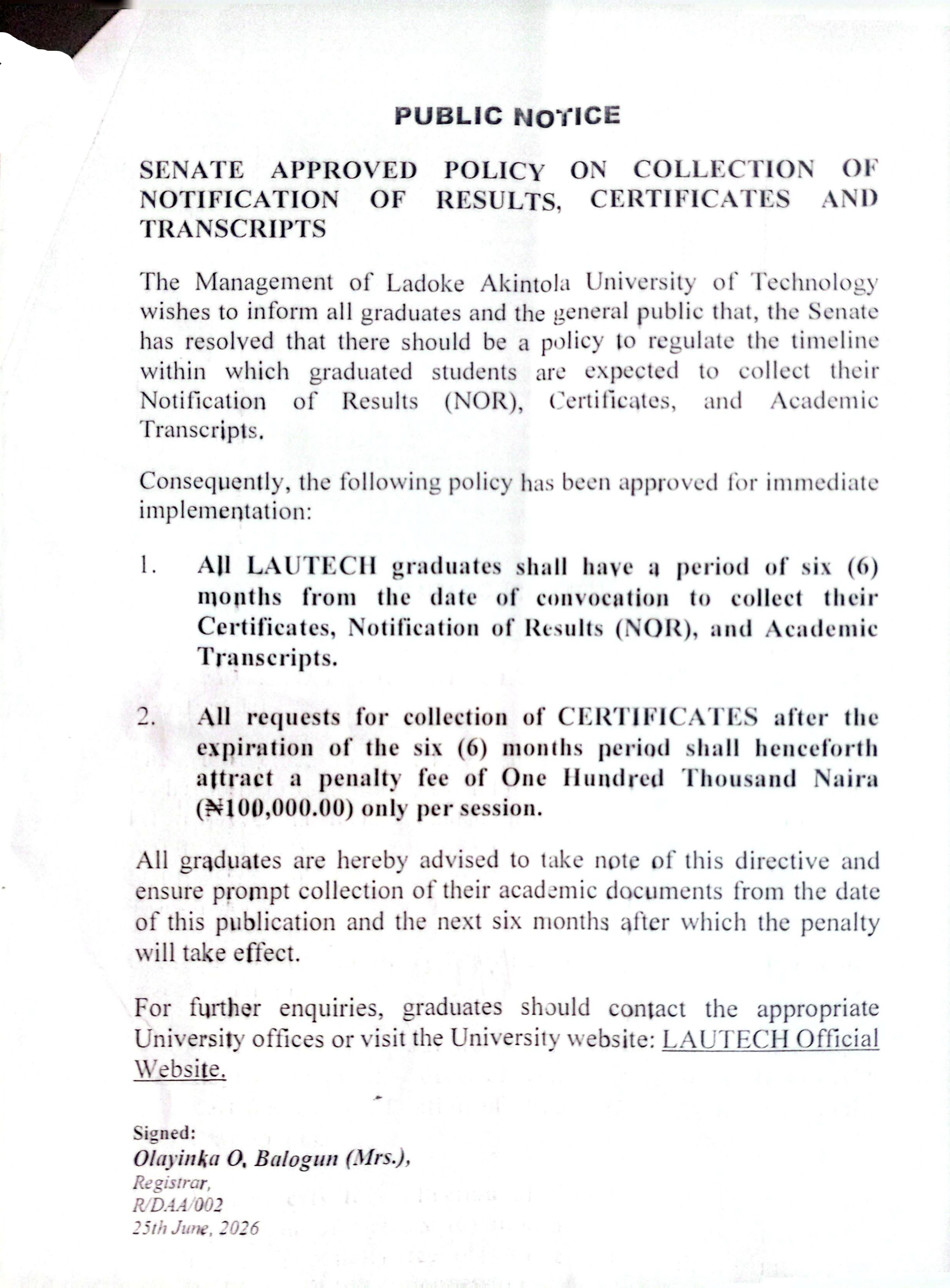LAUTECH Special Release
